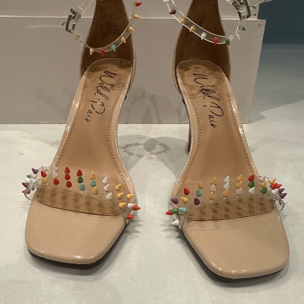 Wild Pair Bethier Nude Heels with Multicolor Studs